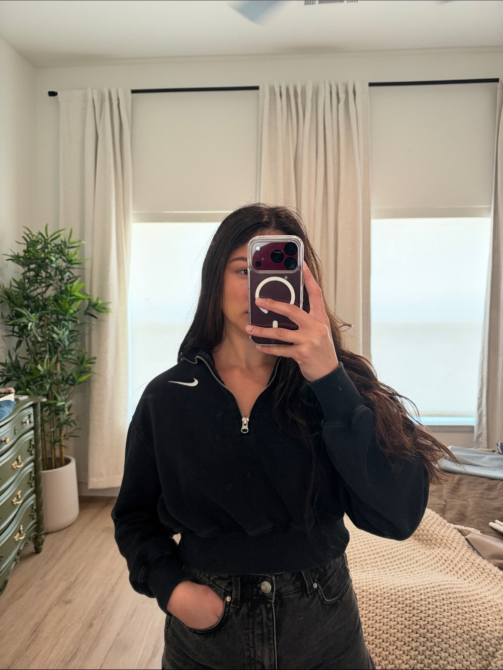 Nike Black Women's Half-Zip Sweatshirt Pullover